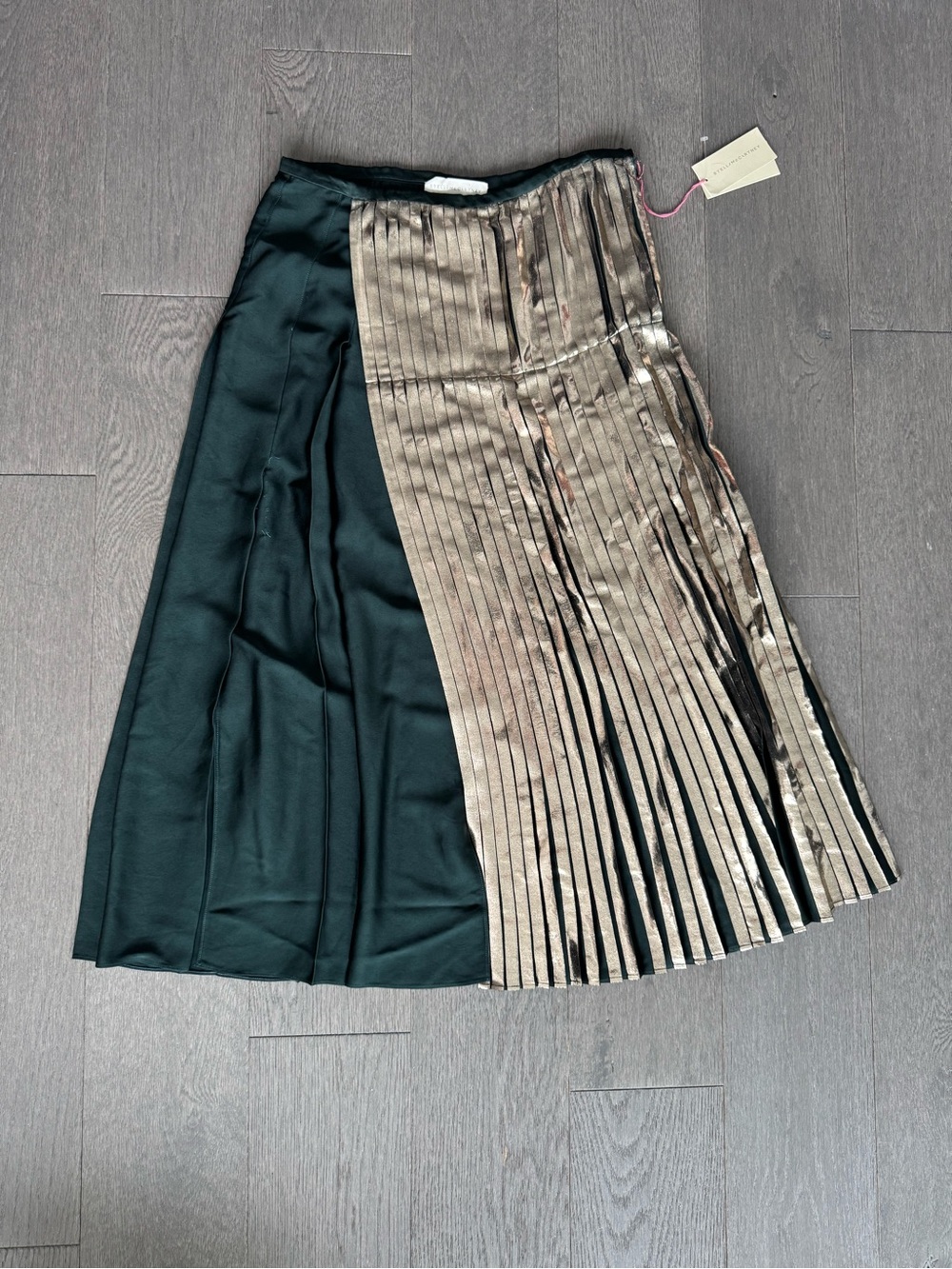 Stella McCartney Sable Satin Plisse Midi Skirt